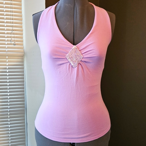 Bisou Bisou Michele Bohbot Pink Halter Top Size XS - Picture 1 of 4